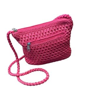 Lina Hot Pink Crochet Crossbody Purse